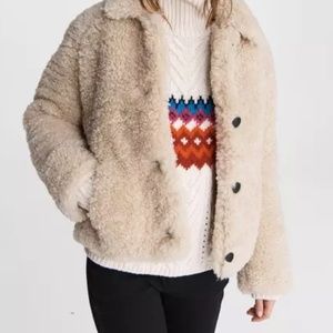 Rag & Bone Hesper Faux Shearling Jacket: Beige, XS